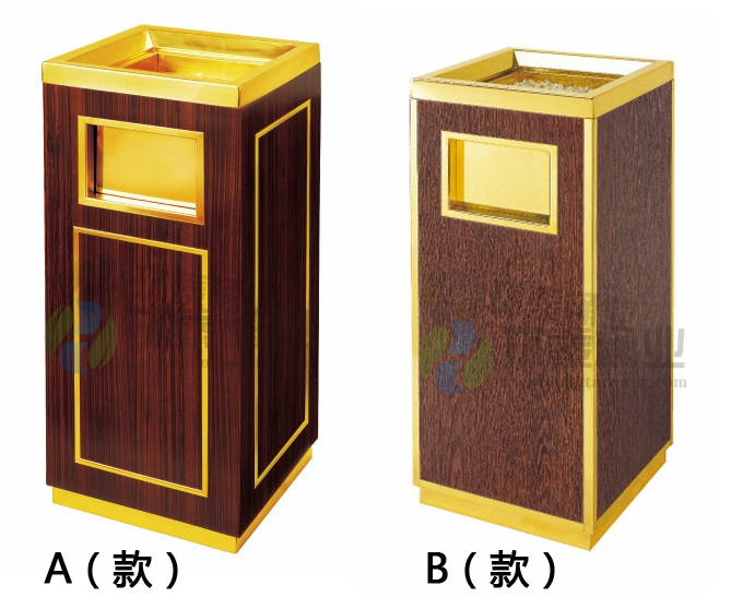 皮紋鈦金座地式室內垃圾桶